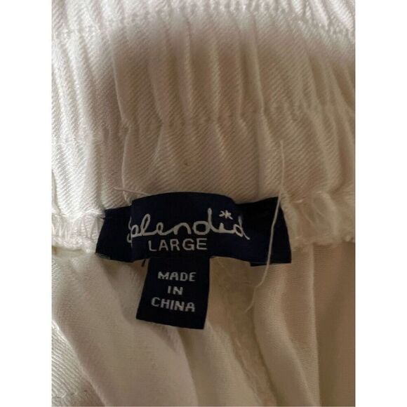 Splendid White Viscose Tapered Cuffed Leg Elastic Back Pants w/Pockets L - Picture 6 of 8